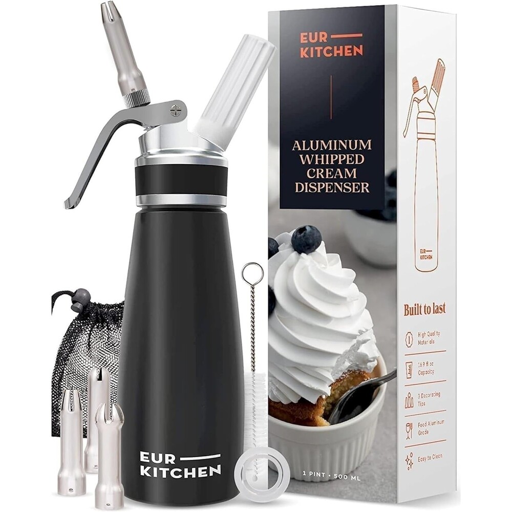 New EurKitchen Professional Aluminum Whipped Cream Dispenser 1 Pint